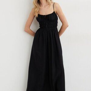 Black Linen Blend Maxi Dress